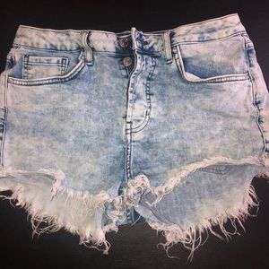 Blue jean shorts with button fly